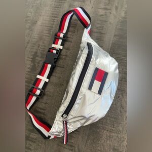 Tommy Hilfiger Silver Belt Bag with Logo